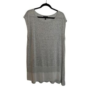 Eileen Fisher System Linen Slik Blend Tunic Top Size L Gray Minimalist Capsule‎